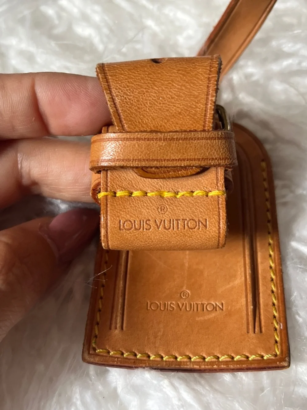 Louis Vuitton Brown Leather Luggage Tag with Strap